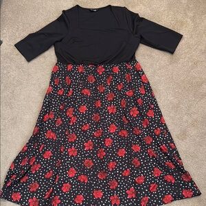 BloomChic Black and Red Floral Maxi Dress